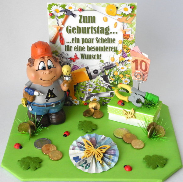Geldgeschenk Geburtstag: Handwerker Deko grün G131.1