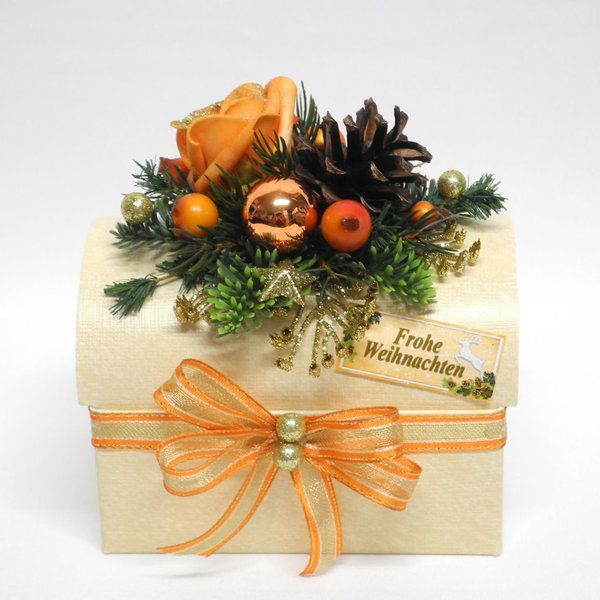 Geschenkschachtel ❄ Truhe Weihnachten Deko orange ❄ KW16